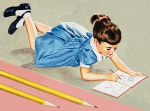 رسم فتاة بواسطة مدرسة اللغة الإنجليزية