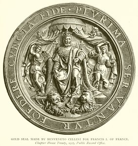 ختم ذهبي من صنع Benvenuto Cellini لفرنسيس الأول من فرنسا بواسطة مدرسة اللغة الإنجليزية