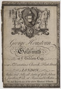 Goldsmiths and Silversmiths ، جورج هوستون ، بطاقة تجارية بواسطة مدرسة اللغة الإنجليزية