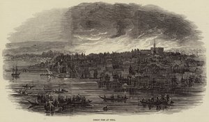 Great Fire at Pera (engraving) بواسطة مدرسة اللغة الإنجليزية