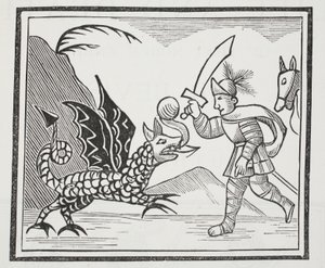 غي وتنين نورثمبريا ، رسم توضيحي من كتب تشاب للقرن الثامن عشر بقلم جون أشتون ، حانة. 1882 بواسطة مدرسة اللغة الإنجليزية