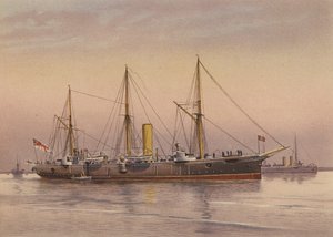 سفينة HMS Mohawk، طراد من الدرجة الثالثة (طباعة حجرية ملونة) بواسطة مدرسة اللغة الإنجليزية