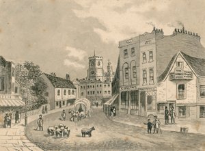 هاكني ، ينظر نحو الكنيسة ، عام 1840 (مرحاض على ورق) بواسطة مدرسة اللغة الإنجليزية