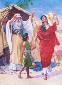 هاجر وإسماعيل ، من كتاب مصور الكتاب المقدس الذي نشره توماس نيلسون ، c.1950 بواسطة مدرسة اللغة الإنجليزية
