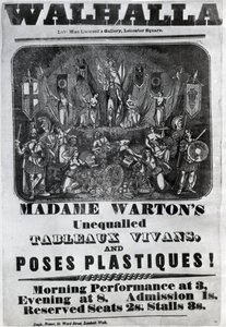 إعلانات Handbill `` Madame Warton&39;s Unequaled Tableaux Vivans and Poses Plastiques &39;&39; ، c.1847 بواسطة مدرسة اللغة الإنجليزية