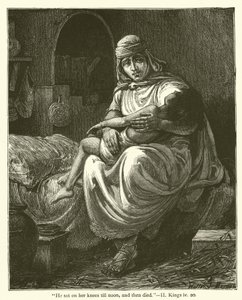 "جلس على ركبتيها حتى الظهر ، ثم مات" ، الثاني ، الملوك ، الرابع ، 20 (نقش) بواسطة مدرسة اللغة الإنجليزية
