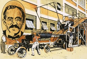 هنري فورد وأول خط إنتاج له عام 1908 بواسطة مدرسة اللغة الإنجليزية
