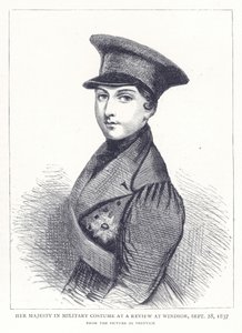 جلالة الملكة في الزي العسكري في مراجعة في وندسور ، 28 سبتمبر 1837 بواسطة مدرسة اللغة الإنجليزية