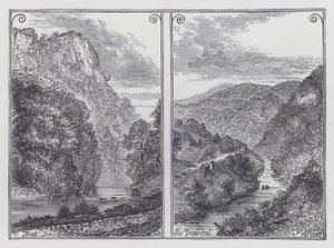 High Tor, The Derwent (engraving) بواسطة مدرسة اللغة الإنجليزية