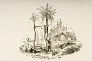 النساجون الهندوس يعملون في النول بواسطة مدرسة اللغة الإنجليزية
