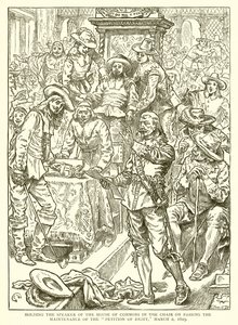 تعليق رئاسة مجلس العموم على كرسي الحفاظ على عريضة الحق ، 2 مارس 1629