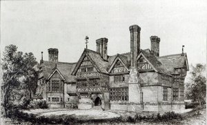 أقيم البيت مؤخرًا في Harrow Weald ، من "أخبار البناء" ، 6 سبتمبر 1872 بواسطة مدرسة اللغة الإنجليزية