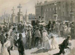 مرض الملك إدوارد السابع ، الأطباء يغادرون القصر ، يونيو 1902 (مرحاض على ورق) بواسطة مدرسة اللغة الإنجليزية