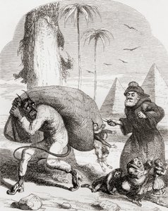 رسم توضيحي بعد جورج كروكشانك عن قصيدة "Lay of St. Medard" ، من "The Ingoldsby Legends or Mirth and Marvels" ، بقلم توماس إنغولدسبي ، نُشر عام 1865 بواسطة مدرسة اللغة الإنجليزية