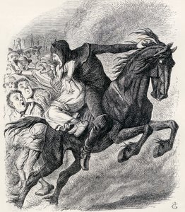 رسم توضيحي بعد J. Tenniel عن قصيدة "قصة الممرضة ، يد المجد" ، من "The Ingoldsby Legends or Mirth and Marvels" ، بقلم توماس إنغولدسبي ، نُشر عام 1865 بواسطة مدرسة اللغة الإنجليزية