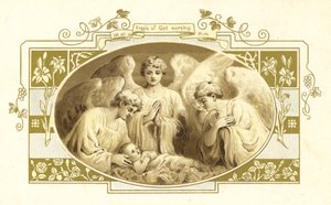رسم توضيحي لمجيء أبونا عيد الميلاد (طباعة حجرية ملونة) بواسطة مدرسة اللغة الإنجليزية