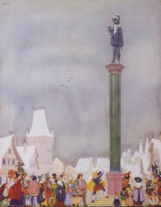 رسم توضيحي لكتاب "الأمير السعيد" لأوسكار وايلد (طباعة حجرية ملونة) بواسطة مدرسة اللغة الإنجليزية