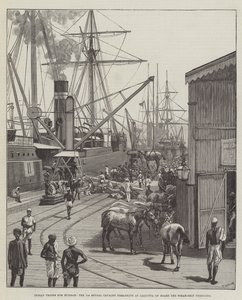 القوات الهندية لبورما ، سلاح الفرسان البنغال السابع في كلكتا على متن السفينة البخارية نيربودا (نقش) بواسطة مدرسة اللغة الإنجليزية