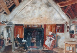 داخل Cruck Cottage ، ربما Shipley Glen بواسطة مدرسة اللغة الإنجليزية