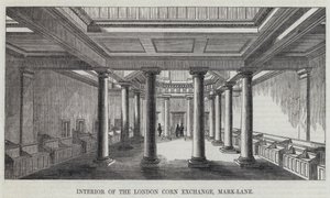 Interior of the London Corn Exchange, Mark-Lane (engraving) بواسطة مدرسة اللغة الإنجليزية