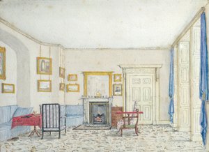 الداخلية في شارع كرزون ، c.1830 (مرحاض بالقلم والحبر على الورق) بواسطة مدرسة اللغة الإنجليزية