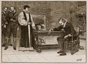 مقابلة بين بيكون ونواب اللوردات ، رسم توضيحي من Cassells Illustrated History of England (sepia photo) بواسطة مدرسة اللغة الإنجليزية