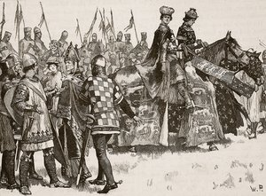 مقابلة بين بيكيت والملك هنري ، رسم توضيحي من Cassells Illustrated History of England (sepia photo) بواسطة مدرسة اللغة الإنجليزية