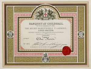 دعوة إلى مأدبة في Guildhall ، لندن ، في 9 نوفمبر 1866 بواسطة مدرسة اللغة الإنجليزية