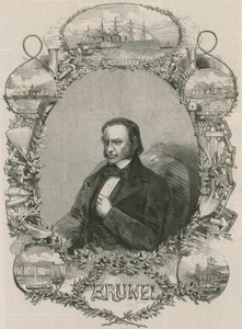 Isambard Kingdom Brunel محاطة ببعض إنجازاته بواسطة مدرسة اللغة الإنجليزية