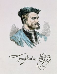 جاك كارتييه (1491-1557) توضيح من المجلد الرابع من "السرد والتاريخ النقدي لأمريكا" ، 1886 (تلوين لاحق) بواسطة مدرسة اللغة الإنجليزية