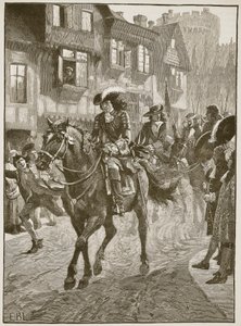جيمس يدخل دبلن بعد معركة بوين ، رسم توضيحي من Cassells Illustrated History of England (sepia photo) بواسطة مدرسة اللغة الإنجليزية
