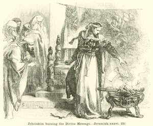 يهوياقيم يحرق الرسالة الإلهية ، إرميا ، السادس والثلاثون ، 23 بواسطة مدرسة اللغة الإنجليزية