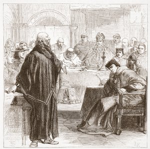 جيروم يتحدث في محاكمته ، توضيح من تاريخ البروتستانتية بقلم جيمس أيتكين ويلي (1808-1890) ، حانة. 1878 بواسطة مدرسة اللغة الإنجليزية