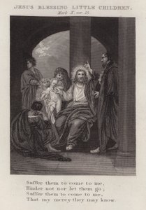 يسوع يبارك الأطفال الصغار ، مارك العاشر ، الإصدار 15 (نقش) بواسطة مدرسة اللغة الإنجليزية
