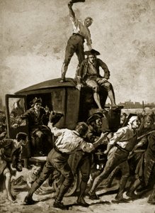 جون ويلكس صدر عن غوغاء لندن ، 1768 ، رسم توضيحي من قصة هاتشينسون للأمة البريطانية ، حوالي 1923 بواسطة مدرسة اللغة الإنجليزية