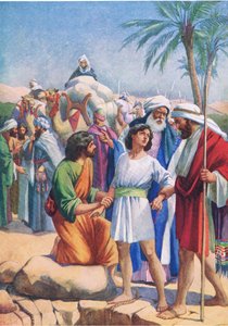باع يوسف من قبل أشقائه ، من كتاب مصور الكتاب المقدس الذي نشره توماس نيلسون ، حوالي 1950 بواسطة مدرسة اللغة الإنجليزية