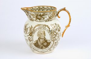 إبريق ذو تصميمات نقل تحيي ذكرى معارك وتكريم هوراشيو نيلسون (1758-1805) ج 1805 (آنية فخارية) بواسطة مدرسة اللغة الإنجليزية
