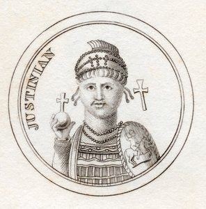 جستنيان الأول ، من "قاموس كراب التاريخي" ، نشر عام 1825 بواسطة مدرسة اللغة الإنجليزية