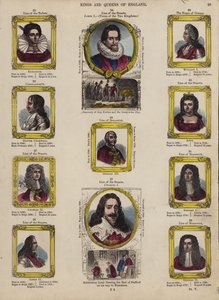 Kings and Queens of England (coloured engraving) بواسطة مدرسة اللغة الإنجليزية