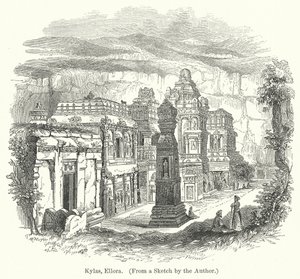 كيلاس، إلورا (نقش) بواسطة مدرسة اللغة الإنجليزية