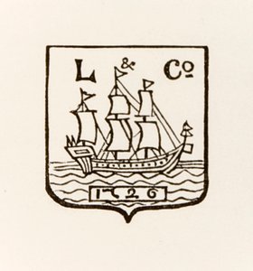 L & Co Ship 1726 شعار يستخدمه Longmans Green and Company بواسطة مدرسة اللغة الإنجليزية
