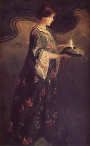 سيدة تحمل شمعة ، حوالي عام 1890 بواسطة مدرسة اللغة الإنجليزية