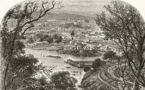 لونسيستون ، تسمانيا ، 1880 ، من "الصور الأسترالية" بقلم هوارد ويلوبي ، نشرته جمعية المسالك الدينية ، لندن ، 1886 بواسطة مدرسة اللغة الإنجليزية