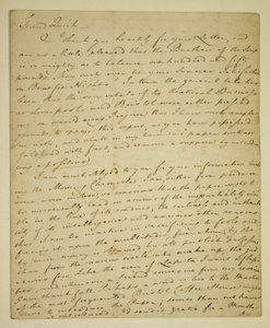 رسالة من ويليام وودفول (1746-1803) إلى الممثل جون كويك (1748-1831) بخصوص مراجعات جون هندرسون الإيجابية في هايماركت بواسطة مدرسة اللغة الإنجليزية