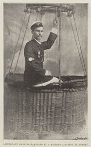 Lieutenant Mansfield, killed by a Balloon Accident at Bombay (engraving) بواسطة مدرسة اللغة الإنجليزية