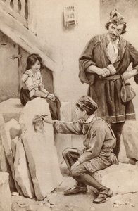 Little Michael Angelo draws a portrait (colour litho) بواسطة مدرسة اللغة الإنجليزية
