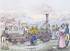 محرك قاطرة ، الصاروخ في عام 1830 ، بناه جورج ستيفنسون (1781-1848) (أكواتينت) بواسطة مدرسة اللغة الإنجليزية