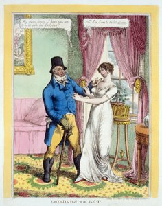 مساكن إلى Let، pub. 1814 (نقش ملون يدوي) بواسطة مدرسة اللغة الإنجليزية