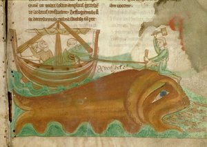 MS.254.f33r MS.254.f33r حوت مع بحار يدق وتداً في رأسه، تفاصيل من كتاب بيستاري إنجليزي، أوائل القرن الثالث عشر (رق) بواسطة مدرسة اللغة الإنجليزية