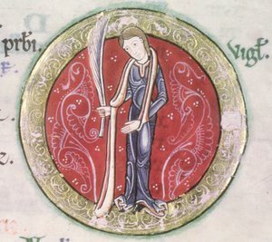 MS Hunter 229 f.4v Virgo ، من Hunterian Psalter ، c.1170 (قلم وحبر وتمبرا على ورق) (التفاصيل) بواسطة مدرسة اللغة الإنجليزية